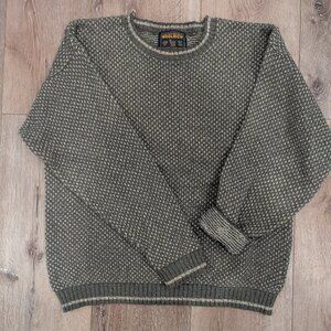 Woolrich Textured Knit Sweater Men’s L Green Cotton Crewneck Outdoor Heritage
